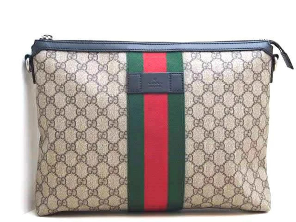 Gucci Shoulder Bag GG Supreme Canvas Calfskin